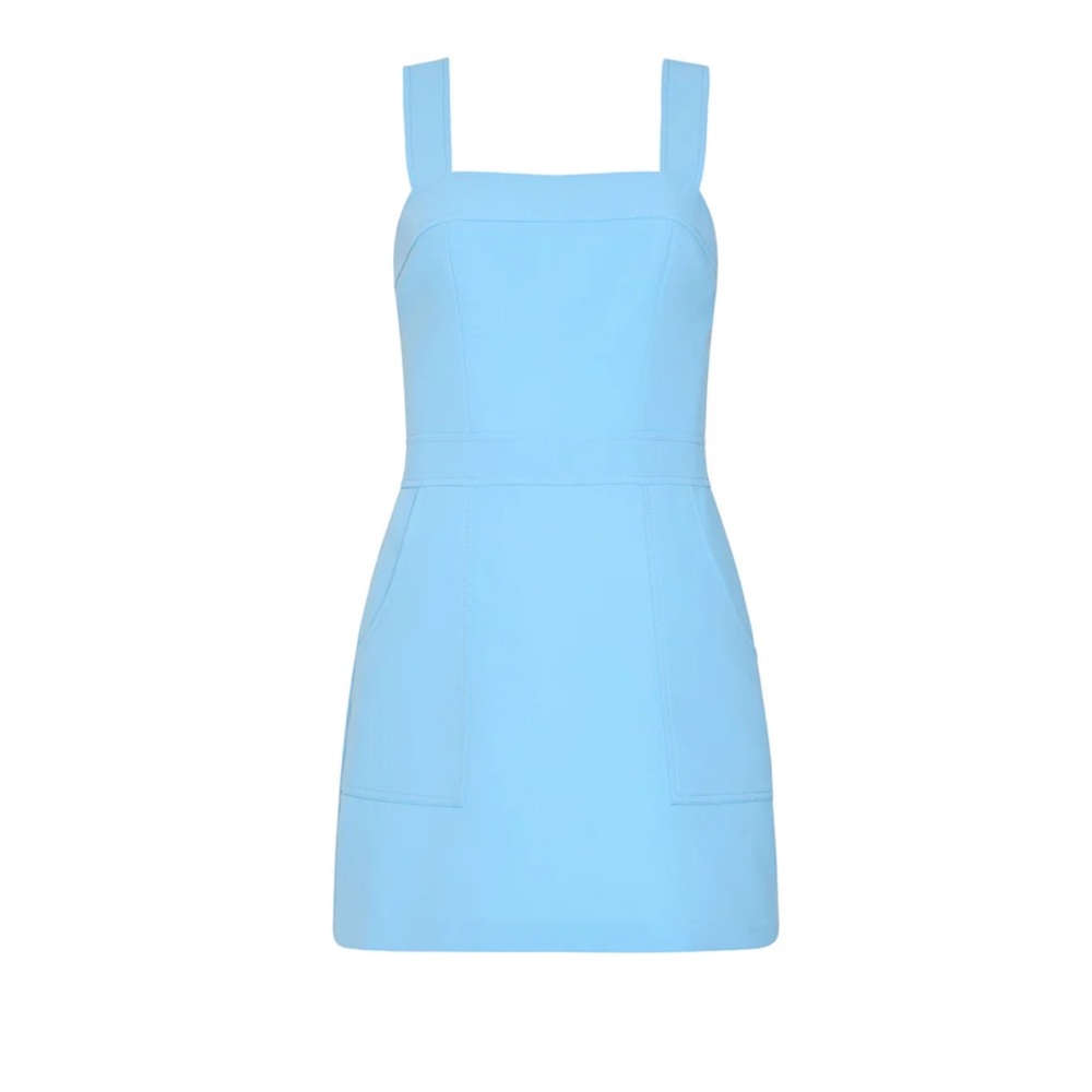 Amanda Uprichard Aqua Blue Sleeveless Mini Dress – Square Neck with Pockets - Picture 5 of 7